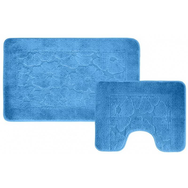 Набор ковриков для ванной BANYOLIN 55х90 см ворс, голубой