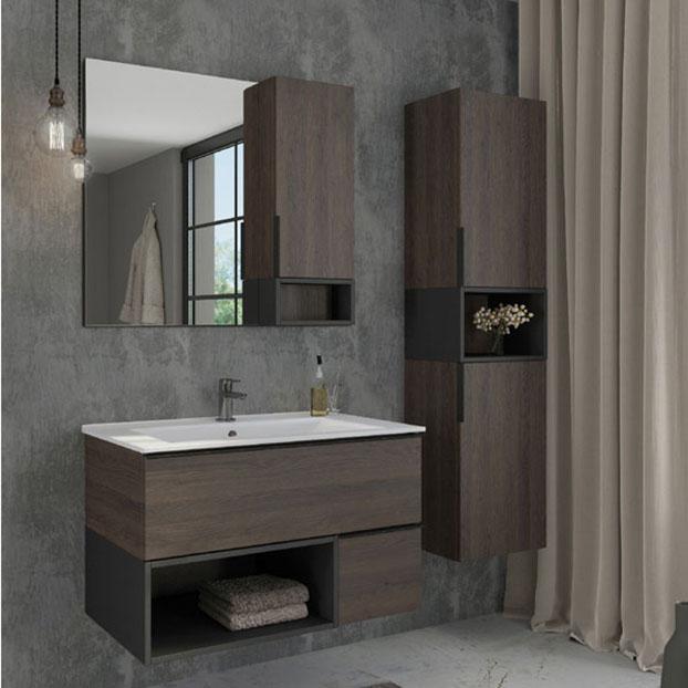 Мебель для ванной Comforty Франкфурт 90 дуб шокоалдно коричневый (Quadro 90)