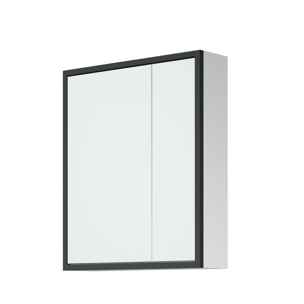 Зеркальный шкаф Corozo Айрон 60 черный/белый