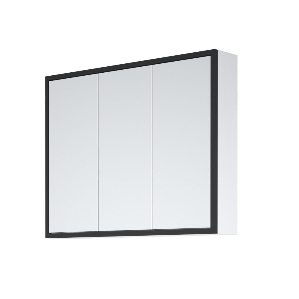 Зеркальный шкаф Corozo Айрон 90 черный/белый