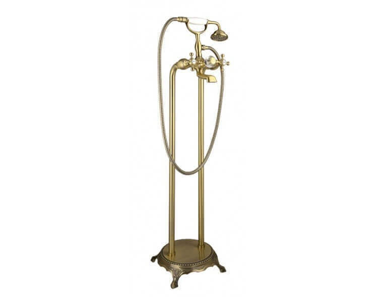 Смеситель для ванны и душа Timo Nelson 1900Y-CR Antique двухвентильный с лейкой и шлангом, напольный, латунь