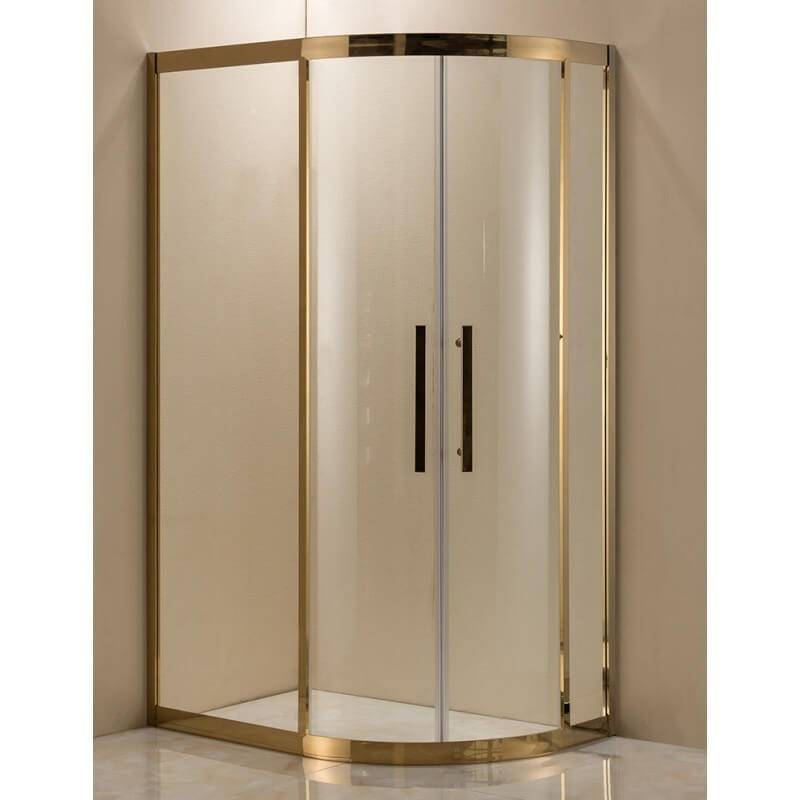 Душевое ограждение Grossman PR-120GL золото, 120х80 L, с раздвижными дверьми, прямоугольное
