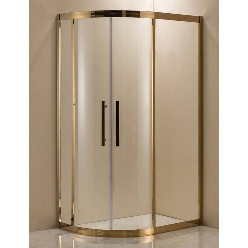Душевое ограждение Grossman PR-120GR золото, 120х80 R, с раздвижными дверьми, ассиметричное