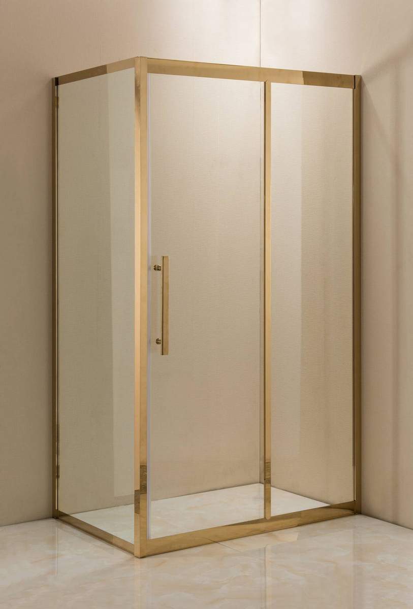 Душевое ограждение Grossman PR-120GQR золото, 120х80 R, с раздвижными дверьми, прямоугольное